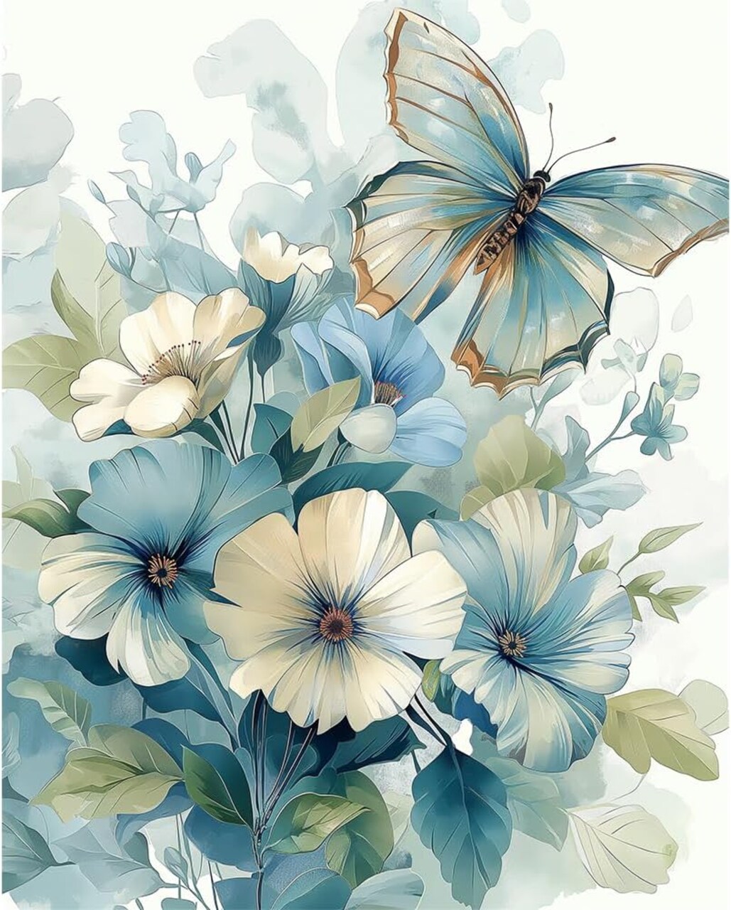 Paint by Numbers for Adults Beginners Paint by Number Kit Butterfly, DIY Acrylic Paint by Numbers Kits Flowers Colorful Paintworks Artwork for Adults Beginner
